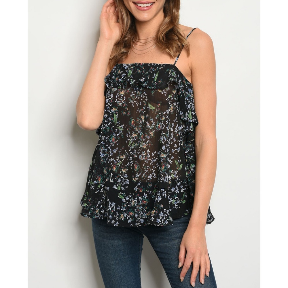 Black Floral Lightweight Top {Very J} - Picture 2 of 3